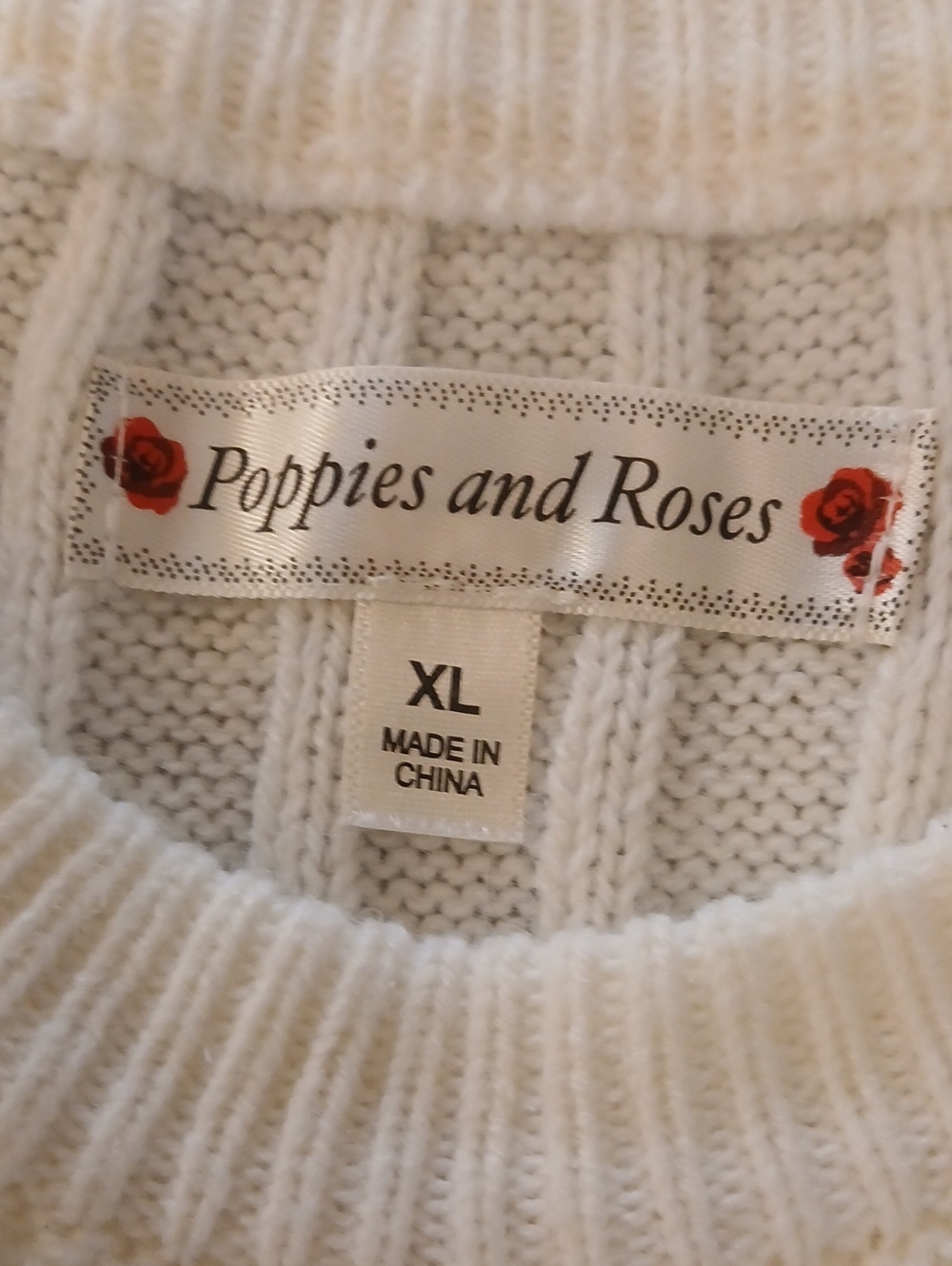 Poppies & Roses Girls Cream Cable-Knit Ruffle Dress - Picture 2 of 6